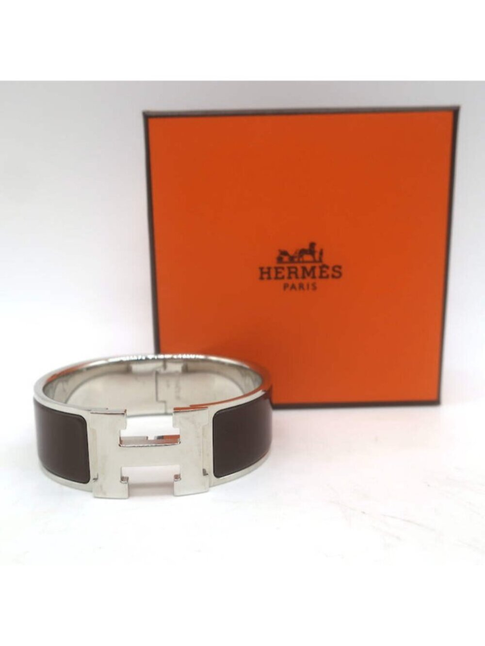 Hermes Clic Clac H PM Bracelet Dark Brown Enamel Palladium Hardware